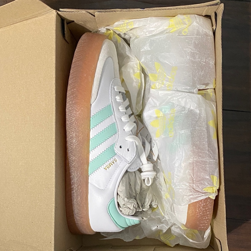 ADIDAS Samba Sneakers in White and Mint Green